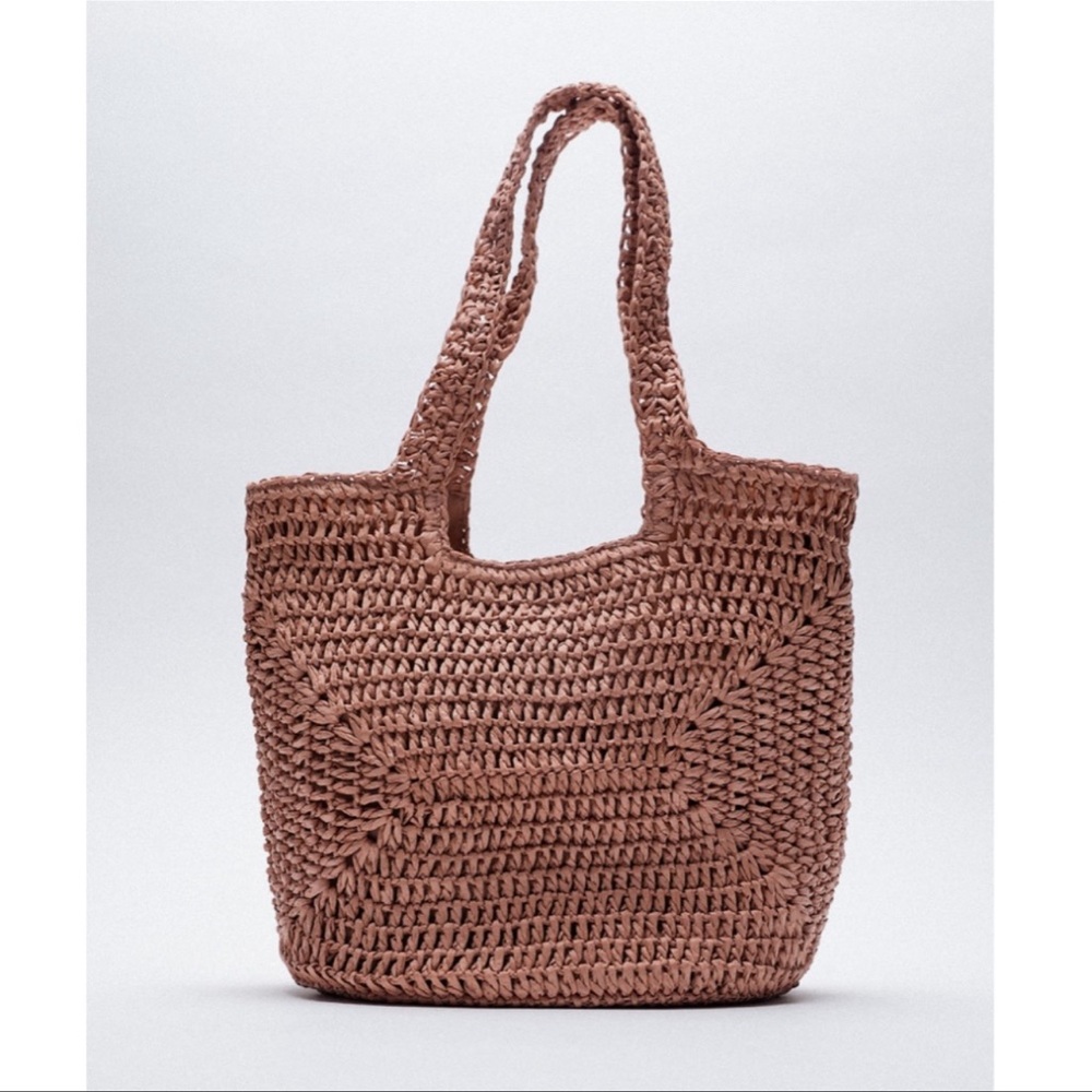 ZARA Woven Paper Straw Shopper Bag